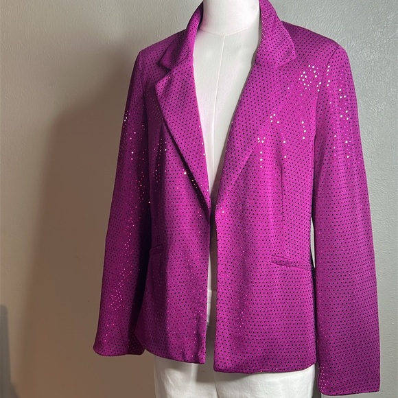 JM Studio by John Meyer Fuchsia Sequin Blazer Jacket Sz M Women’s NWT MSRP $139‎ - Picture 3 of 13